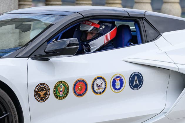 August 20, 2026, Washington, District Of Columbia, United States: A Chevrolet Corvette takes part in a promotional photo shoot on Memorial Bridge ahead of the Freedom 250 Grand Prix in Washington. Washington United States - ZUMAk206 20260820_znp_k206_004 Copyright: xMattxKaminskyx