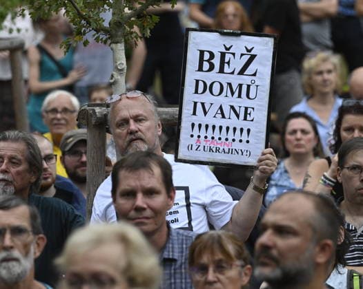 The meeting entitled Go Home, Ivan! on anniversary of 1968 occupation of Czechoslovakia by Warsaw Pact troops and expressing solidarity with people in Ukraine took place on the Boris Nemtsov Square, in Prague, Czech Republic, on August 20, 2026. (CTKxPhoto MichalxKrumphanzl) CTKPhotoP2026082006757  CTKPhotoP2026082006757