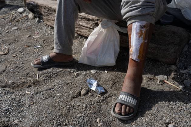 Migrants live in makeshift settlement on Ceuta beach CEUTA, SPAIN, AUGUST 20, 2026: Hundreds of migrants live in a makeshift settlement at Trampolin Beach in Ceuta, using shelters built from reeds, plastic and other discarded materials. Ceuta Spain Copyright: x xClaudioxPalmax xJNAxPressx