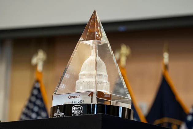 The Owner s Trophy is seen during a media preview for the Freedom 250 Grand Prix on Capitol Hill in Washington, DC on Thursday, August 20, 2026. The Freedom 250 Grand Prix, taking place August 22-23, is the first auto race on the National Mall and features seven turns within a with a 1.66 mile course around Washington s landmarks.  WAP20260820314 BONNIExCASH