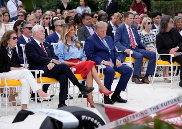 President Donald Trump and first lady Melania Trump attend an announcement regarding the administration s new Fostering the Future program in the Rose Garden at the White House in Washington, DC on Thursday, August 20, 2026.  WASP20260820103 YurixGripas