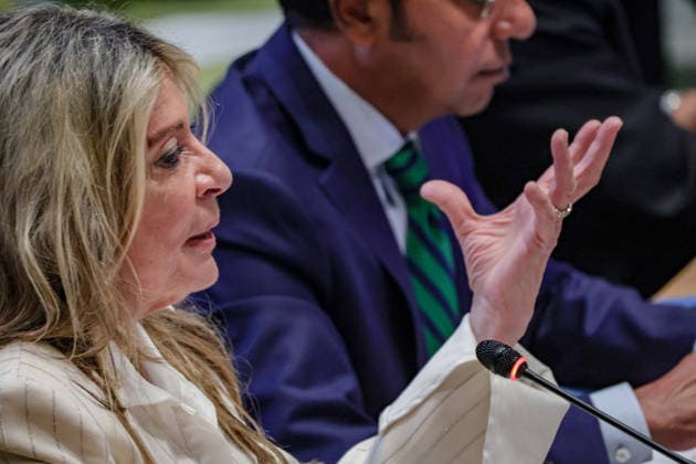 August 20, 2026, New York, New York, United States: Ecuadorean diplomat IVONNE A-BAKI, candidate for the position of United Nations Secretary-General, addresses an informal dialogue with Member States at UNHQ. A-Baki outlined her vision for the United Nations, emphasizing conflict prevention, institutional renewal and a more representative multilateral system. She is seeking to succeed Secretary-General ANTONIO GUTERRES, whose second term concludes at the end of 2026. New York United States - ZUMAo116 20260820_znp_o116_020 Copyright: xBiancaxOterox
