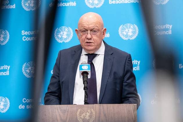 August 20, 2026, New York, New York, USA: Ambassador Vassily Nebenzia of Russia speaks during press encounter at Security Council stakeout at UN Headquarters in New York, NY on August 20, 2026. Ambassador addressed Russian version of events related to war by Russia against Republic of Georgia, and answered questions on work at Security Council to choose new Secretary-General and war against Ukraine. New York USA - ZUMAr339 20260820_znp_r339_003 Copyright: xLevxRadinx