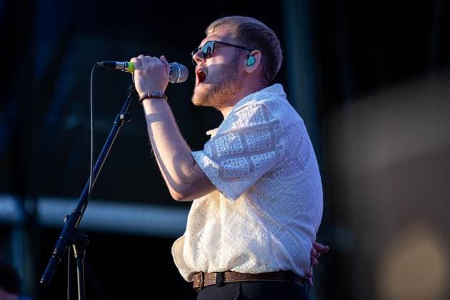 The Lathums live at Vilar de Mouros Festival - 20 Aug 2026 Lead singer Alex Moore of the British indie?rock band The Lathums performs during the third day of the Vilar de Mouros Festival. Vilar de Mouros Portugal Copyright: xDiogoxBaptistax xSOPAxImagesx DB_TheLathums20260820_007