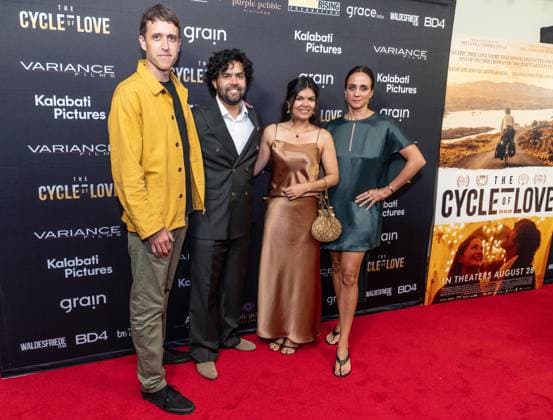 August 20, 2026, Bronx, New York, USA: Harri Grace, Karl Mahanandia Von Schedvin, Emelie Mahanandia Von Schedvin and Chloe Leland attend premiere of The Cycle of Love at DGA Theater in New York on August 20, 2026. Bronx USA - ZUMAr339 20260820_znp_r339_043 Copyright: xLevxRadinx
