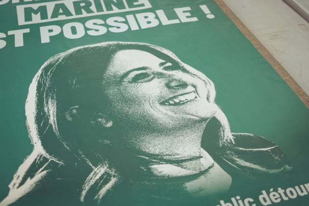 Green Party Presidential Candidate Attends Summer Days - Grenoble Detail of a campaign poster for Marine Tondelier, the French Green Party s presidential candidate, at the party s Summer Days gathering in Grenoble. Genoble, France on August 20, 2026. Photo by Leo Previtali ABACAPRESS.COM Grenoble France  Copyright: xPrevitalixLeo ABACAx