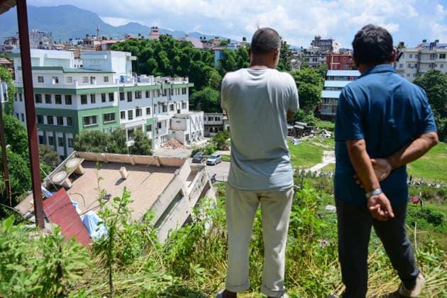 August 21, 2026, Kathmandu, Bagmati, Nepal: A two-and-a-half-storey house is seen collapsed after the ground beneath it sank due to rainfall in Bansbari, Kathmandu, Nepal, on August 21, 2026. No human casualties were reported in the incident. Kathmandu Nepal - ZUMAs330 20260821_zsp_s330_007 Copyright: xSafalxPrakashxShresthax