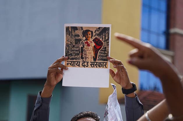 August 21, 2026, Kathmandu, Bagmati, Nepal: A protest was held in Kathmandu today over the rape and murder of Garima Chaudhary, a three-year-old girl from Jitpursimara Sub-metropolitan City-1 in Nepal s Bara district..Rights activists staged the protest. Participants displayed placards reading Justice for Garima. Kathmandu Nepal - ZUMAa308 20260821_znp_a308_009 Copyright: xChandraxBahadurxAlex
