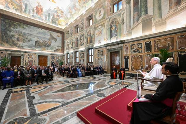 IPA87664098 - Italy, Vatican, August 20, 2026 Pope Leo XIV grants an audience to the participants in the 17th Annual Meeting of the International Catholic Legislators Network  Copyright: xSimonexRisolutix xx 87664098