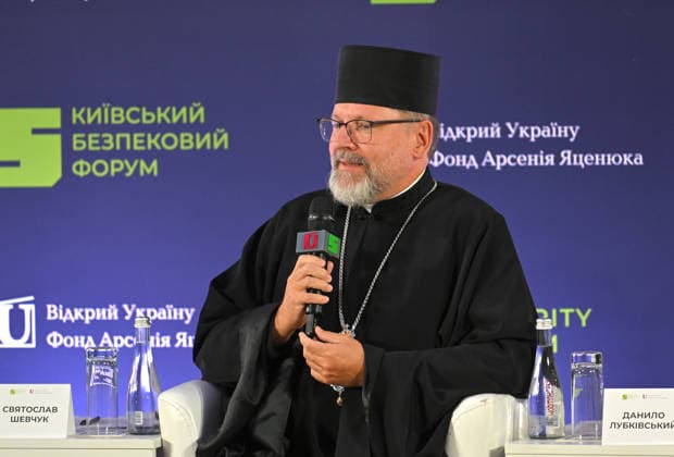 Primate of the Ukrainian Greek Catholic Church (UGCC) Sviatoslav Shevchuk attends the 35 Years of Restored Independence: Unity Around the Flag National Roundtable, organised by the Kyiv Security Forum, ahead of Ukraine’s 35th Independence Day, Kyiv, Ukraine, August 21, 2026. (Photo by Yevhen Kotenko Ukrinform) National roundtable marking 35 years of Ukraine’s independence  Copyright: xYevhenxKotenkox