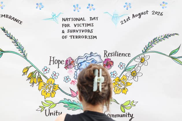 Prime Minister Andy Burnham attends National Day for Victims and Survivors of Terrorism commemorative event 21 08 2026. London, United Kingdom. Artist at the inaugural National Day for Victims and Survivors of Terrorism commemorative ceremony at Lancaster House., Credit:Ben Perry B66 Avalon United Kingdom, Greater London, London, Lancaster House  Copyright: xBenxPerryx xB66x xAvalonx 1127023097