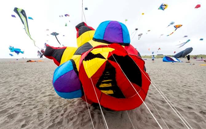 August 21,, 2026 - Long Beach, Washington , USA: The Washington State International Kite Festival is a week-long celebration of kites and kite flying. Held annually during the third full week of August, the prevailing winds off the Pacific Ocean usually provide ample lift for the outsized kites. Long Beach USA  - ZUMAce6_ 20260821_zaf_ce6_008 Copyright: xBrianxCahnx