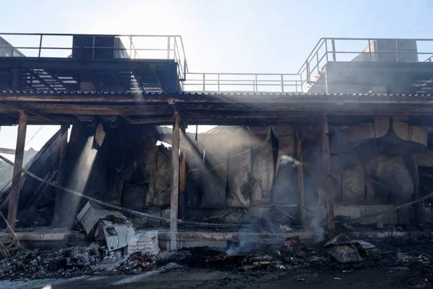 RUSSIA, MELITOPOL - AUGUST 22, 2026: A store of the DIY and building materials suffers damage following a Ukrainian military strike. Alexander Polegenko TASS  96460568