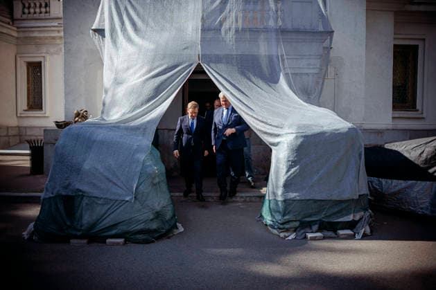 Johann Wadephul (CDU), Bundesaussenminister, trifft den Aussenminister der Ukraine, Andrij Sybiha. Hier im Aussenministerium mit einem Schutz fuer anfliegende Drohnen Kyjiw, 22.08.2026. Fotografiert im Auftrag des Auswaertigen Amtes Kyjiw Ukraine *** Johann Wadephul (CDU), Federal Minister of Foreign Affairs, meets with Ukraine’s Minister of Foreign Affairs, Andrij Sybiha. Pictured here at the Ministry of Foreign Affairs with a shield to protect against incoming drones. Kyiv, August 22, 2026. Photographed on behalf of the Federal Foreign Office, Kyiv, Ukraine. Copyright: xThomasxTrutschel AAx
