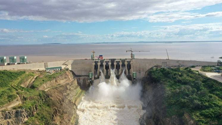 Opening ceremony of Julius Nyerere Hydropower Station in Tanzania STIEGLER S GORGE, TANZANIA - AUGUST 22: (----EDITORIAL USE ONLY -MANDATORY CREDIT - EGYPTIAN CABINET HANDOUT - NO MARKETING NO ADVERTISING CAMPAIGNS - DISTRIBUTED AS A SERVICE TO CLIENTS----) A view of the giant Julius Nyerere hydroelectric power plant and dam, built by Egypt on the Rufiji River to generate hydroelectric power, in Stiegler s Gorge area, Tanzania on August 22, 2026. Egyptian Cabinet Handout Anadolu Stiegler s Gorge Tanzania. Editorial use only. Please get in touch for any other usage.  Copyright: x2026xAnadoluxEgyptianxCabinet Handoutx