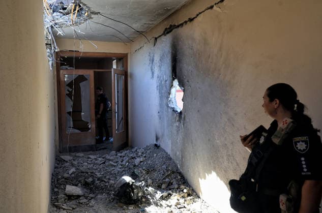 Russians attack training base of FC Chornomorets Odesa A National Police officer records damage caused by a Russian attack to the training base of FC Chornomorets Odesa in the suburbs of Odesa, Ukraine, August 22, 2026. The Liustdorf sports and recreation complex in Sovinion, a closed elite cottage village and prestigious leisure area in the south of Odesa near the Black Sea, sustained serious damage. No casualties among the team were reported. This is not the first case of targeted destruction of the club™s property. In February 2025, the training base was shelled for the first time, while on August 7, 2026, a missile strike hit the Chornomorets Stadium, the club™s main home arena in Odesa, injuring people., Credit:Nina Liashonok Ukr  Copyright: xNinaxLiashonokx xUkrinformx xAvalonx 1127354859