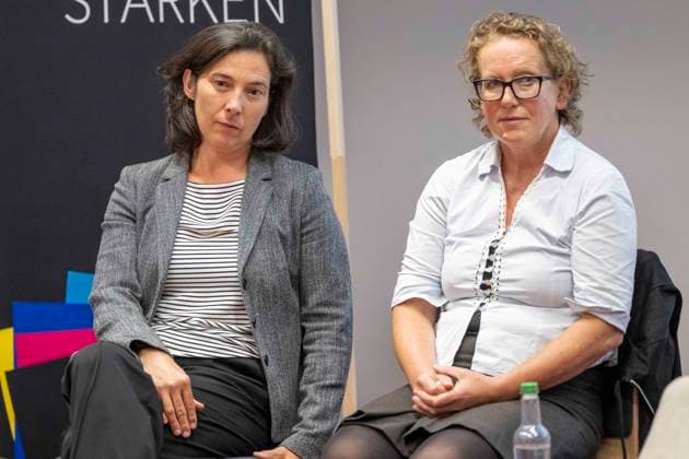 Wahlforum des Kreativwirtschaft Sachsen-Anhalt e.V.KWSA im MMZ Halle Saale Halle Saale,Deutschland 22. August 2026 Im Bild:v.li.Claudia Schmidt (CDU) und Annett Krake (FDP) Halle Saale Mitteldeutsches Medienzentrum Sachsen Anhalt Deutschland *** Election Forum of the Creative Industries of Saxony-Anhalt e.V. (KWSA) at the MMZ Halle Saale, Halle Saale, Germany, August 22, 2026. Pictured from left: Claudia Schmidt (CDU) and Annett Krake (FDP), Halle Saale, Central German Media Center, Saxony-Anhalt, Germany