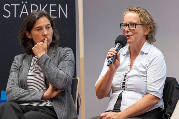 Wahlforum des Kreativwirtschaft Sachsen-Anhalt e.V.KWSA im MMZ Halle Saale Halle Saale,Deutschland 22. August 2026 Im Bild:v.li.Claudia Schmidt (CDU) und Annett Krake (FDP) Halle Saale Mitteldeutsches Medienzentrum Sachsen Anhalt Deutschland *** Election Forum of Kreativwirtschaft Sachsen-Anhalt e.V. (KWSA) at the MMZ Halle-Saale, Halle-Saale, Germany, August 22, 2026. Pictured from left: Claudia Schmidt (CDU) and Annett Krake (FDP), Halle-Saale, Central German Media Center, Saxony-Anhalt, Germany