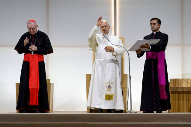 IPA87697991 - Rimini, August 22, 2026: Pope Leo XIV™s pastoral visit to the Meeting for Friendship Among Peoples: Pope Leo XIV meets with participants at the Meeting  Copyright: xMarioxTomassettix xx 87697991