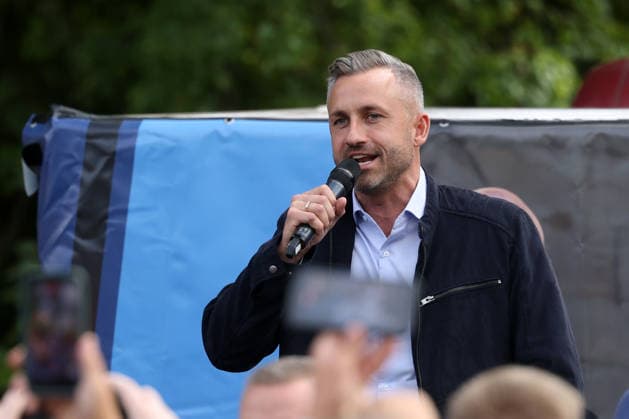 Familienfest der AfD in Merseburg. Landtagswahlkampf in Sachsen-Anhalt der AfD mit dem Spitzenkandidat Ulrich Siegmund. Im Bild Ulrich Siegmund (AfD). Landtagswahlkampf, AfD Familienfest am 22.08.2026 in Merseburg Deutschland. NUTZUNG NUR REDAKTIONELL *** AfD Family Festival in Merseburg; AfD State Legislative Election Campaign in Saxony-Anhalt with lead candidate Ulrich Siegmund. Pictured: Ulrich Siegmund; AfD State Legislative Election Campaign; AfD Family Festival on August 22, 2026, in Merseburg, Germany. FOR EDITORIAL USE ONLY