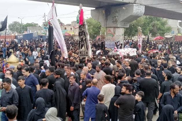 August 22, 2026, Pakistan: Shiite Mourners Commemorate Hazrat Imam Hasan al-Askari (A.S) in Chup-Tazia Procession at Golimar, Karachi Pakistan  - ZUMAas3_ 20260822_zaf_as3_021 Copyright: xPPIx