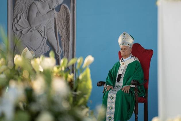 Pope Leo XIV celebrates Mass in Rimini RIMINI, ITALY, AUGUST 22, 2026: Pope Leo XIV celebrates Holy Mass at the Port of Rimini during his pastoral visit to the Adriatic city. The Mass is attended by local faithful and authorities and forms part of the Pope s program of meetings and public events during his visit to Rimini. Rimini Italy Copyright: x xSilviaxCasadeix xJNAxPressx