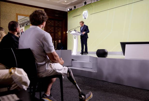 Federal Minister for Foreign Affairs of Germany Johann Wadephul delivers a speech during the Ninth International Veterans Forum, Kyiv, Ukraine, August 22, 2026. Hundreds of veterans, representatives of the Ukrainian government, foreign partners, and distinguished guests took part in the large-scale annual event, which serves as Ukraine’s principal platform for dialogue on the development and implementation of state veterans’ policy. (Photo by Marianna Kotyk Ukrinform) Ninth International Veterans Forum in Kyiv  Copyright: xMariannaxKotykx