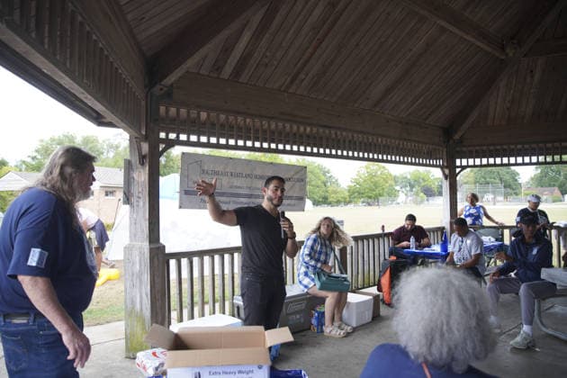 Michigan Democratic US Senate candidate El-Sayed addresses supporters at campaign event in Michigan REDFORD TOWNSHIP, MICHIGAN - AUGUST 22: Michigan Democratic US Senate candidate Abdul El-Sayed addresses supporters during the Redford Township Democratic Club campaign cookout in Redford Township, Michigan, United States on August 22, 2026. Katie McTiernan Anadolu Michigan United States. Editorial use only. Please get in touch for any other usage.  Copyright: x2026xAnadoluxKatiexMcTiernanx