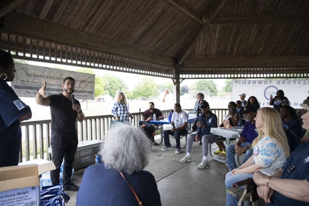 Michigan Democratic US Senate candidate El-Sayed addresses supporters at campaign event in Michigan REDFORD TOWNSHIP, MICHIGAN - AUGUST 22: Michigan Democratic US Senate candidate Abdul El-Sayed addresses supporters during the Redford Township Democratic Club campaign cookout in Redford Township, Michigan, United States on August 22, 2026. Katie McTiernan Anadolu Michigan United States. Editorial use only. Please get in touch for any other usage.  Copyright: x2026xAnadoluxKatiexMcTiernanx