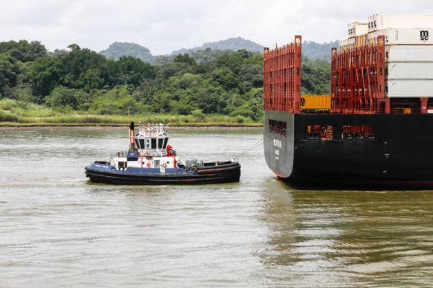 Panama Canal cuts daily transit slots amid reduced rainfall PANAMA CITY, PANAMA - AUGUST 22: A cargo vessel transits through the Panama Canal in Panama City, Panama, on August 22, 2026. The Panama Canal Authority announced temporary reductions in daily transit capacity at both the Neopanamax and Panamax locks due to below-expected rainfall in the canal watershed. Effective September 3, the number of daily slots at the Neopanamax Locks will be reduced to nine, while Panamax Locks will have 25 daily slots, falling to 23 from September 15. The authority said the measures aim to preserve service reliability and safeguard water resources for human consumption amid reduced precipitation despite the arrival of the rainy season and water-saving mea  Copyright: x2026xAnadoluxDanielxGonzalezx