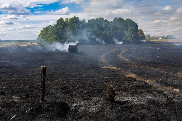 Firefighters Tackle Blaze Near Farm In Epeigne-les-Bois Firefighters tackle a blaze near a farm in Epeigne-les-Bois, Indre-et-Loire, France on August 22, 2026, amid heightened wildfire risks in Touraine following extreme heat, though the incident remains localized compared to larger fires in Gironde. Photo by Pascal Avenet ABACAPRESS.COM Epeigné-les-Bois Indre-et-Loire (37) France  Copyright: xAvenetxPascal ABACAx