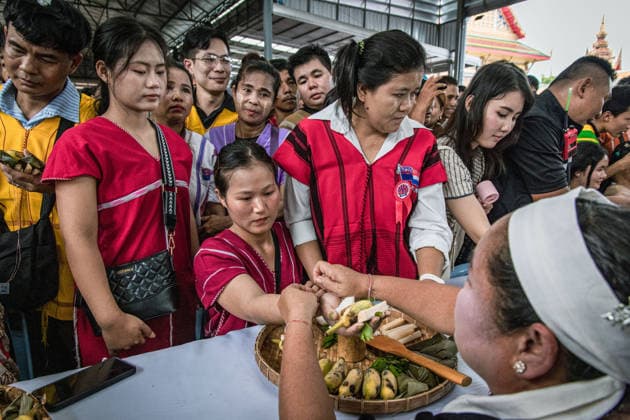 Traditional Karen Wrist-Tying Ceremony held in Bangkok, Thailand BANGKOK, THAILAND - AUGUST 23: Members of the Karen community attend a traditional wrist-tying ceremony at Wat Dok Mai in Bangkok, Thailand, on August 23, 2026. The ceremony, which includes tying white cotton threads around participants wrists, is a tradition passed down through generations and is associated with well-being, strength and the preservation of Karen culture. Wissarut Weerasopon Anadolu Banghok Thailand. Editorial use only. Please get in touch for any other usage.  Copyright: x2026xAnadoluxWissarutxWeerasoponx