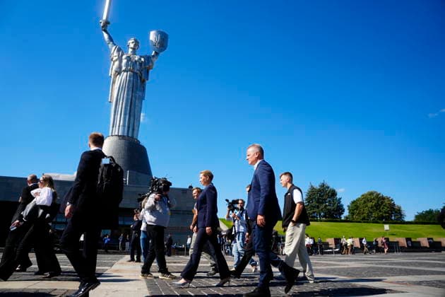 UKRAINE Denmark s Prime Minister Mette Frederiksen participates in the commemoration of the Ukrainian Flag Day Denmark s Prime Minister Mette Frederiksen participates in the commemoration of the Ukrainian Flag Day along with several state leaders in Kyiv, Ukraine Sunday, August 23, 2026. (Photo: Mads Claus Rasmussen Scanpix 2026) , Kyiv Denmark *** UKRAINE Denmark’s Prime Minister Mette Frederiksen participates in the commemoration of Ukrainian Flag Day Denmark’s Prime Minister Mette Frederiksen participates in the commemoration of Ukrainian Flag Day alongside several heads of state in Kyiv, Ukraine, on Sunday, August 23, 2026. Photo by Mads Claus Rasmussen, Scanpix 2026, Kyiv, Denmark  Copyright: MadsxClausxRasmussenx spdk20260823-112750-L