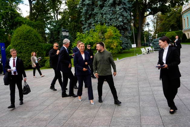 UKRAINE Denmark s Prime Minister Mette Frederiksen meets with Volodymyr Zelensky Denmark s Prime Minister Mette Frederiksen meets with the Ukrainian President Volodymyr Zelensky at the Mariinskyi Palace in Kyiv, Ukraine, on Sunday, August 23, 2026. The Prime Minister is visiting Ukraine on Flag Day. (Photo: Mads Claus Rasmussen Scanpix 2026) , Kyiv Denmark *** UKRAINE: Denmark s Prime Minister Mette Frederiksen meets with Volodymyr Zelensky. Denmark s Prime Minister Mette Frederiksen meets with Ukrainian President Volodymyr Zelensky at the Mariinskyi Palace in Kyiv, Ukraine, on Sunday, August 23, 2026. The Prime Minister is visiting Ukraine on Flag Day. Photo by Mads Claus Rasmussen, Scanpix 2026, Kyiv, Denmark  Copyright: MadsxClausxRasmussenx spdk20260823-170732-L