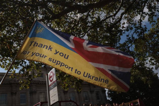 . 23 08 2026. London, United Kingdom. Ukraine s National Flag Day. Ukrainians living in the UK gather on Whitehall for Ukraine s National Flag Day celebration.  xMartynxWheatleyx xi-Imagesx IIM-26958-0007