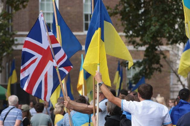 . 23 08 2026. London, United Kingdom. Ukraine s National Flag Day. Ukrainians living in the UK gather on Whitehall for Ukraine s National Flag Day celebration.  xMartynxWheatleyx xi-Imagesx IIM-26958-0010
