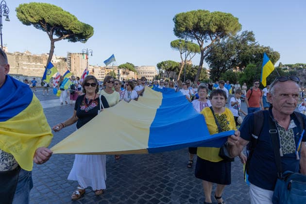 IPA87735370 - Rally in Rome to mark the anniversary of Ukraine s independence  Copyright: xMatteoxNardonex xx 87735370