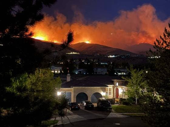 Firefighting efforts continue against Hawk Fire in Nevada RENO, NEVADA, UNITED STATES - AUGUST 23: (----EDITORIAL USE ONLY - MANDATORY CREDIT - TRUCKEE MEADOWS FIRE PROTECTION DISTRICT HANDOUT - NO MARKETING NO ADVERTISING CAMPAIGNS - DISTRIBUTED AS A SERVICE TO CLIENTS----) Firefighters work to extinguish hotspots as efforts continue to keep the Hawk Fire south of U.S. 395 near Reno, Nevada, United States, on August 23, 2026. The fire remained within its existing footprint as crews continued operations, while damage assessment teams inspected structures in affected areas. Truckee Meadows Fire Protection District Anadolu Reno United States. Editorial use only. Please get in touch for any other usage.  Copyright: x2026xAnadoluxTruckeexMeadowsxFirexProtectionxDistrictx