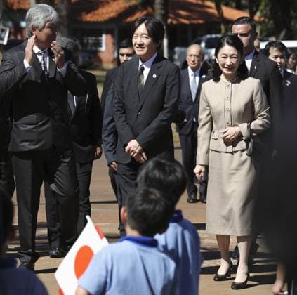 Japan crown prince, crown princess in Paraguay Japan s Crown Prince Fumihito (C) and Crown Princess Kiko visit Yguazu on Aug. 23, 2026, during their official trip to Paraguay to mark 90 years of Japanese immigration to the South American country. (Pool photo)  A14AA0005626573P