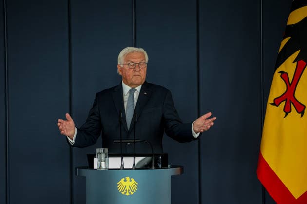 Symbolische Schlüsselübergabe für den Amtssitz am Spreebogen Ansprache bei der symbolischen Schlüsselübergabe für das als temporärer Amtssitz des Bundespräsidenten genutzte Gebäude. Frank-Walter Steinmeier, Bundespräsident. DEU, Deutschland, Berlin, 24.08.2026 *** Symbolic Key Handover for the Official Residence at Spreebogen Remarks at the symbolic key handover for the building used as the Federal President’s temporary official residence Frank-Walter Steinmeier, Federal President DEU, Germany, Berlin, August 24, 2026
