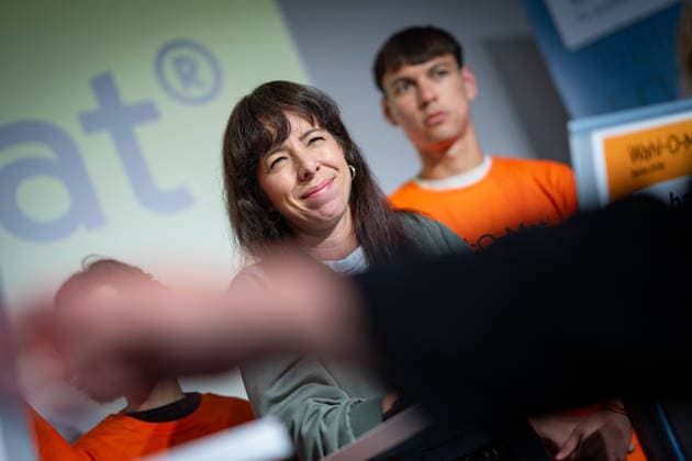 Elif Eralp, Die Linke, während der Präsentation des Wahl-o-Maten;Wahl-o-Mat zur Berliner Landeswahl 2026 geht online - Vorstellung des Wahl-o-Maten, Berlin Berlin Deutschland Berliner Landeszentrale für pol *** Elif Eralp, The Left, during the presentation of the Wahl o Maten for the 2026 Berlin state election; online presentation of the Wahl o Maten, Berlin, Berlin, Germany, Berlin State Office for Pol