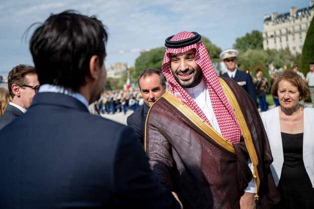 Mohammed bin Salman is Welcomed by French PM Lecornu - Paris Saudi Arabia s Crown Prince Mohammed bin Salman (R) shakes hand during a welcome ceremony as part of his two-day official visit to France, at the Hotel des Invalides in Paris, France on August 24, 2026. Photo by Alexis Jumeau ABACAPRESS.COM Paris France  Copyright: xJumeauxAlexis ABACAx