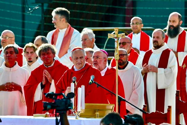 IPA87766564 - Amatrice, Central Italy Earthquake: Cardinal Matteo Zuppi in Amatrice for the ceremony marking the tenth anniversary  Copyright: xGianlucaxVannicellix xGianlucaxVannicellix 87766564