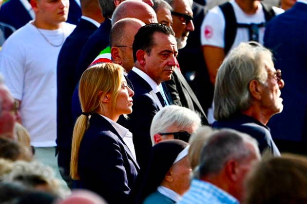 IPA87766619 - Amatrice, Central Italy Earthquake: Giorgia Meloni in Amatrice for the ceremony marking the 10th anniversary  Copyright: xGianlucaxVannicellix xGianlucaxVannicellix 87766619
