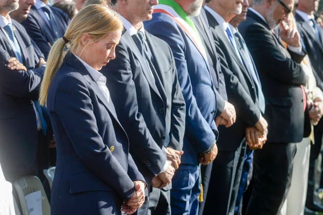 IPA87767546 - Amatrice: Memorial ceremony for the victims of the August 2016 earthquake; pictured: Giorgia Meloni  Copyright: xSTEFANOxCAROFEIx xSTEFANOxCAROFEIx xFOTOGRAMMAx 87767546
