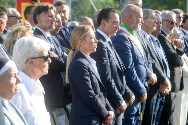 IPA87767543 - Amatrice: Memorial ceremony for the victims of the August 2016 earthquake; pictured: Giorgia Meloni  Copyright: xSTEFANOxCAROFEIx xSTEFANOxCAROFEIx xFOTOGRAMMAx 87767543