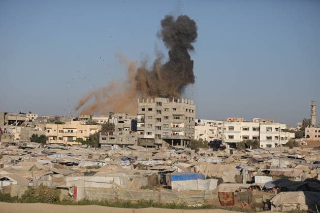 Smoke Rises After Israeli Strike on House in al-Bureij Smoke rises following an Israeli strike that targeted a house in al-Bureij refugee camp in the central Gaza Strip on August 24, 2026. Local sources said the strike killed a child and wounded other residents. Photo by Hassan al-Jedi apaimages Nusairat Gaza Strip Palestinian Territory 240826_Bureij_HJ_00(48).jpeg Copyright: xapaimagesxHassanxal-Jedixx xapaimagesx