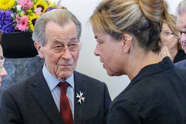24.08.2026. Düsseldorf. (l-r) Franz Müntefering und Mona Neubaur bei der Verleihung des Verdienstordens des Landes Nordrhein-Westfalen anlässlich des 80. Landesgeburtstages. Düsseldorf Staatskanzlei Nordrhein-Westfalen Deutschland *** August 24, 2026, Düsseldorf: Franz Müntefering and Mona Neubaur at the award ceremony for the Order of Merit of the State of North Rhine-Westphalia on the occasion of the state’s 80th anniversary. Düsseldorf, State Chancellery of North Rhine-Westphalia, Germany