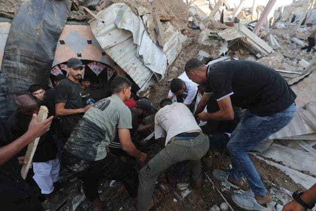 Israeli attacks continue in Gaza despite ceasefire BUREIJ, GAZA STRIP, PALESTINE - AUGUST 24: Search and rescue operations begin at the Bureij Refugee Camp following Israeli airstrikes targeting the area despite a ceasefire in Gaza, Palestine on August 24, 2026. Moiz Salhi Anadolu Bureij Gaza. Editorial use only. Please get in touch for any other usage.  Copyright: x2026xAnadoluxMoizxSalhix