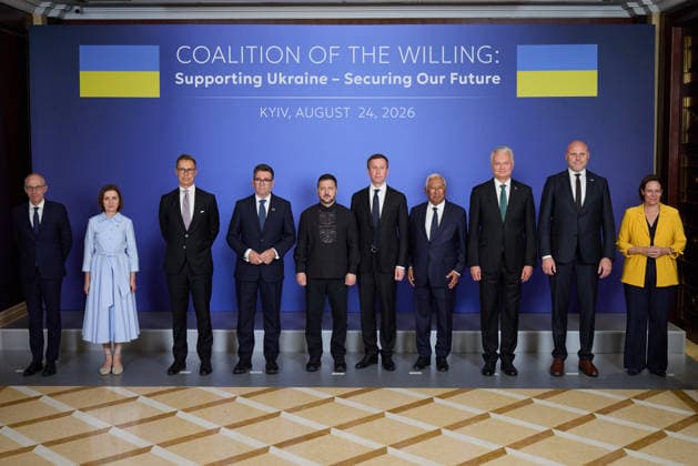 Coalition of the Willing Meeting, Kyiv, Ukraine, 24 August 2026 President of Ukraine Volodymyr Zelenskyy and European leaders participate in the Coalition of the Willing Meeting in Kyiv, Ukraine, 24 August 2026 as Ukraine celebrates its Independence Day, Credit:Office of the President of Ukraine B66 Avalon Ukraine, Kyiv  Copyright: xOfficexofxthexPresidentxofxUkrainex xB66x xAvalonx 1128251793